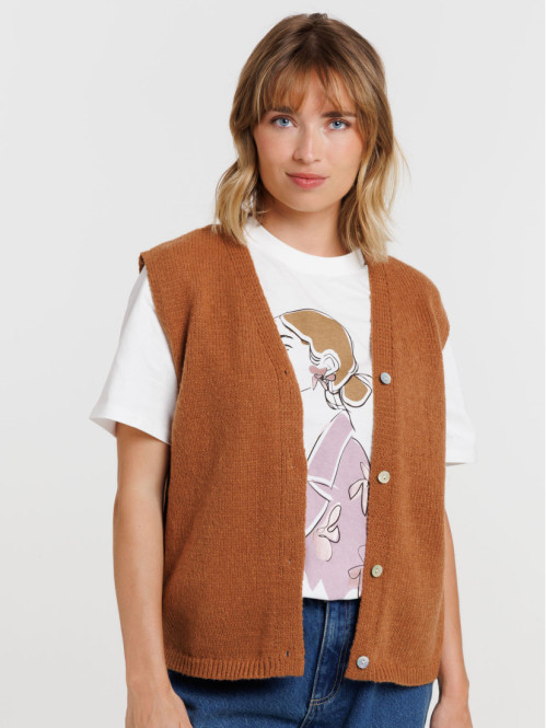 Gilet sans manches fauve femme