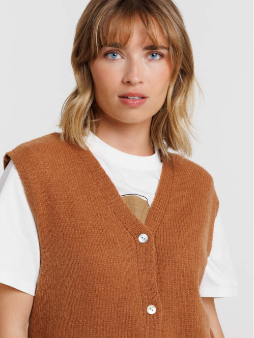 Gilet sans manches fauve femme