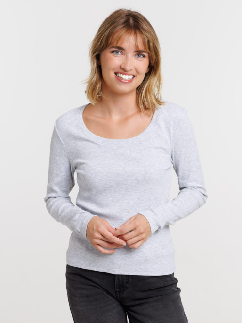 T-shirt gris clair chiné...