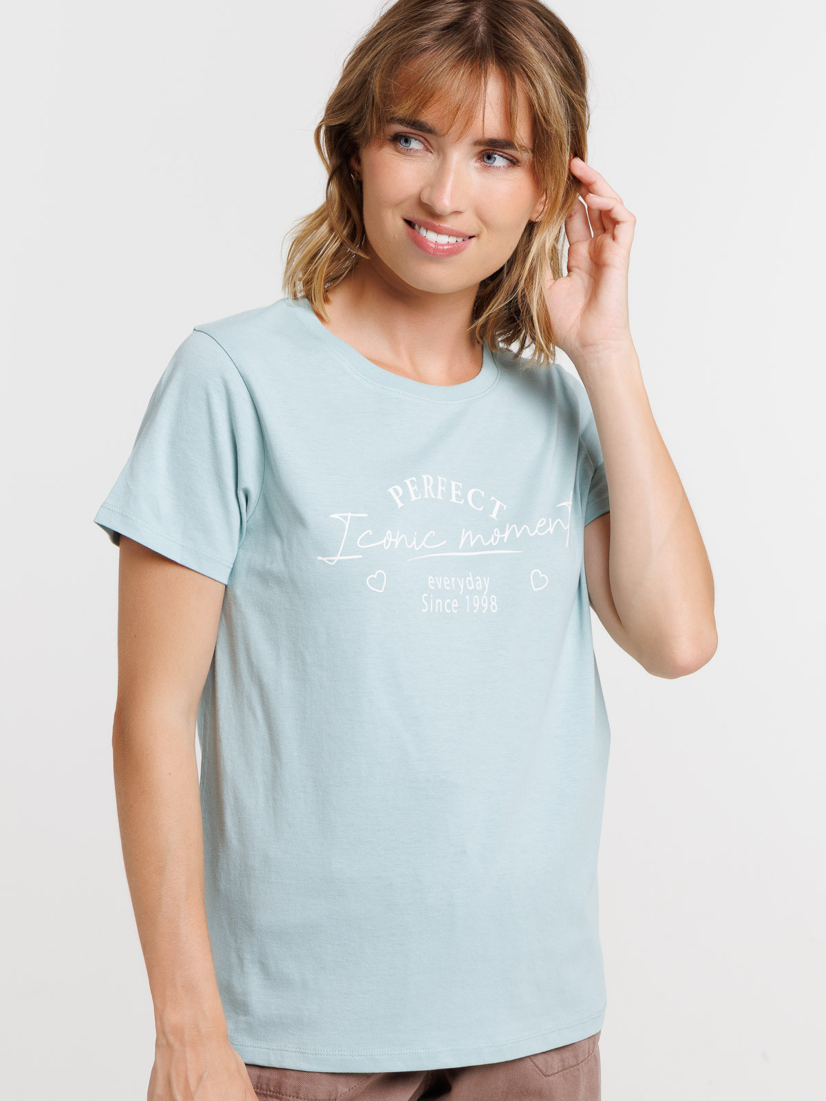 T-shirt imprimé bleu glacier femme