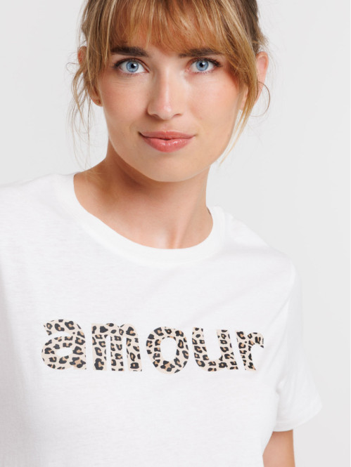 T-shirt Amour léopard femme