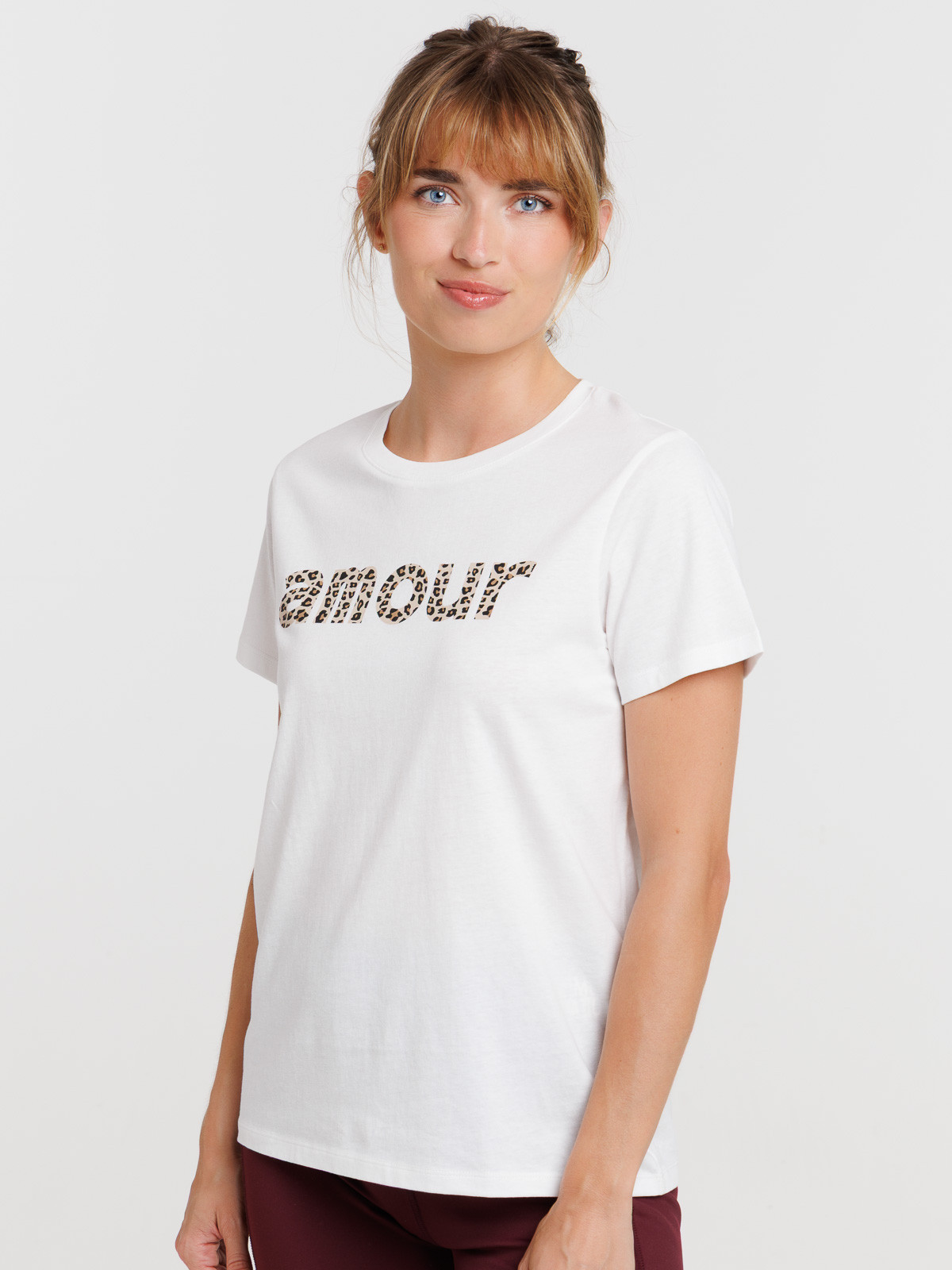 T-shirt Amour léopard femme