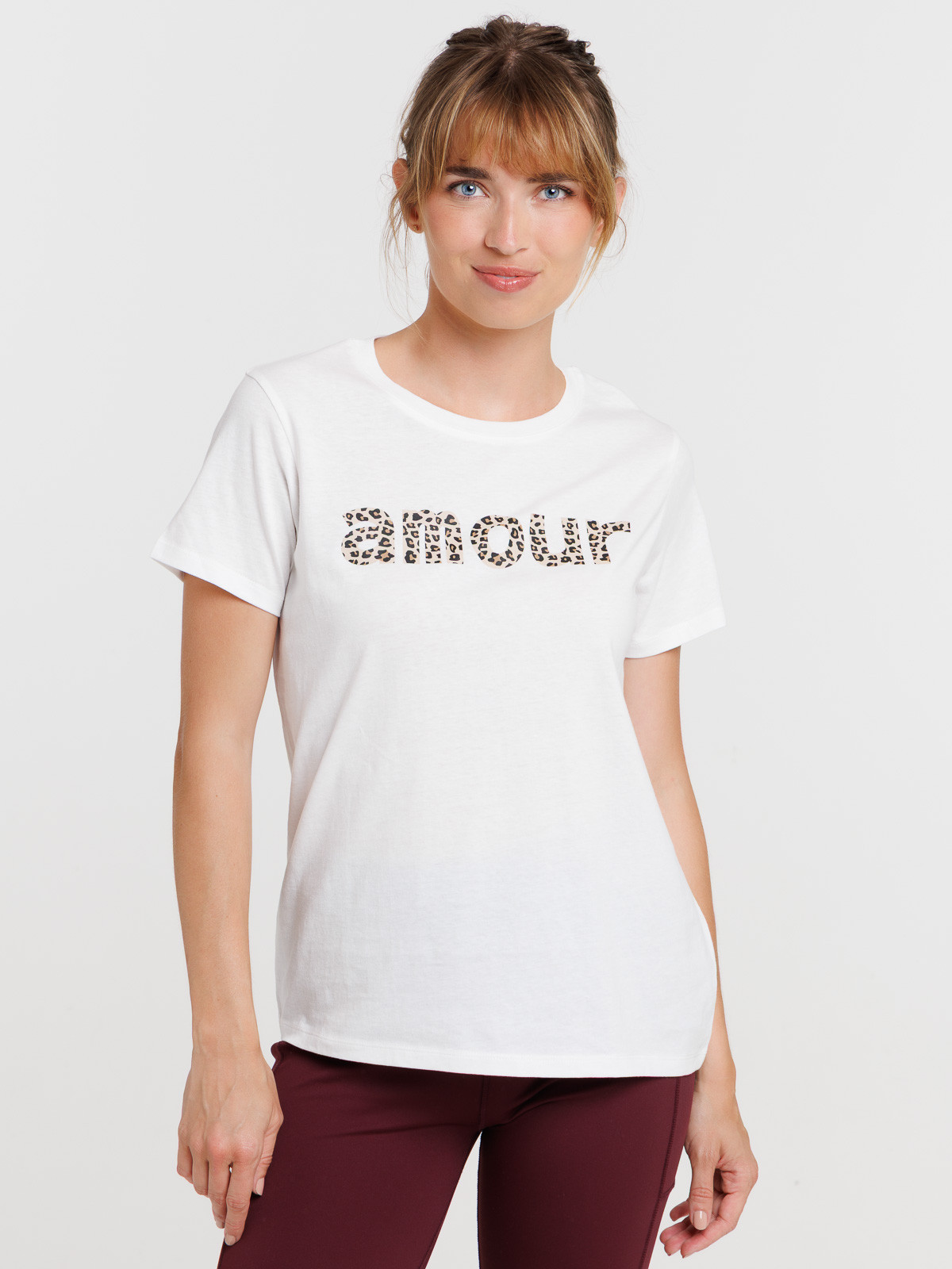 T-shirt Amour léopard femme