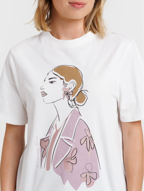 T-shirt motif visage femme