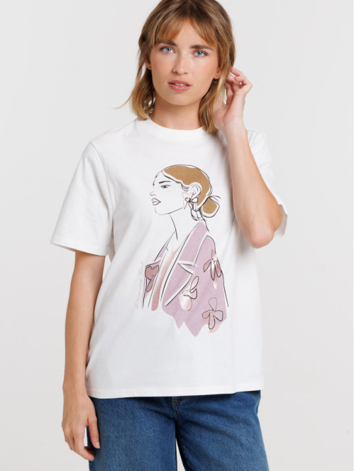 T-shirt motif visage femme