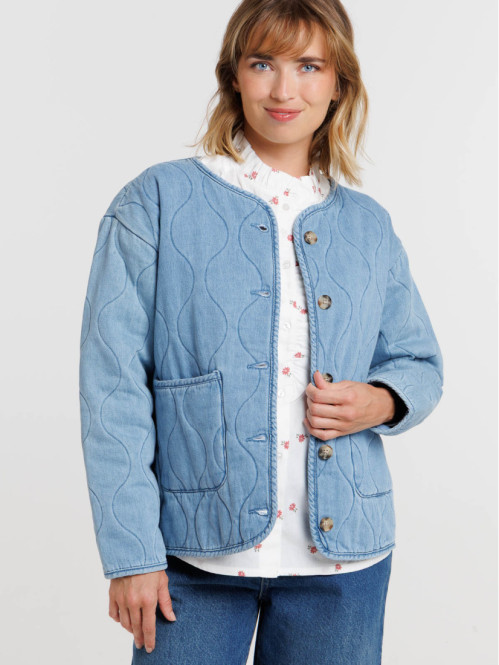 Veste jean double stone femme