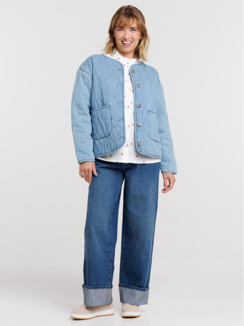 Veste jean double stone femme