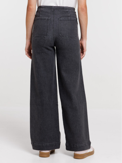 Jean wide leg gris neige femme