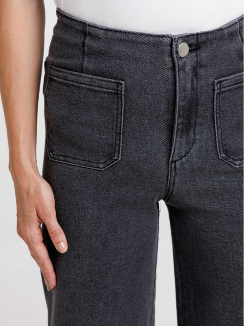 Jean wide leg gris neige femme