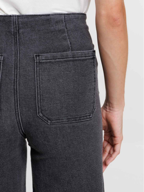 Jean wide leg gris neige femme