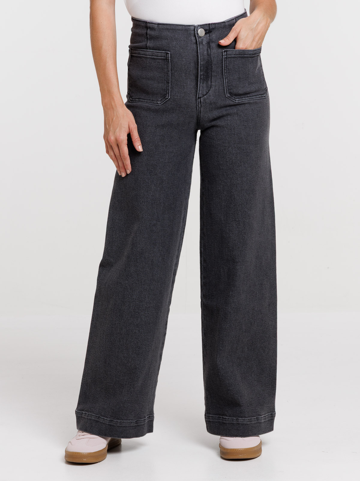 Jean wide leg gris neige femme Jean wide leg gris neige femme