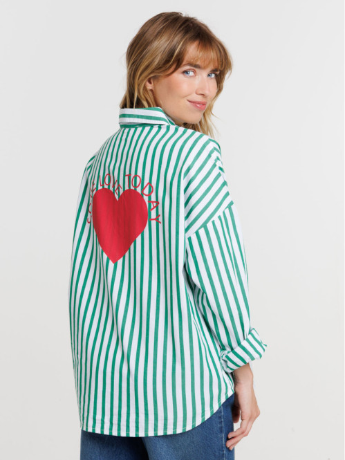 Chemise à rayures coeur femme