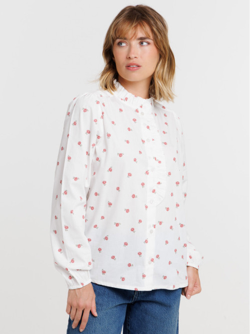 Chemise col montant volant...