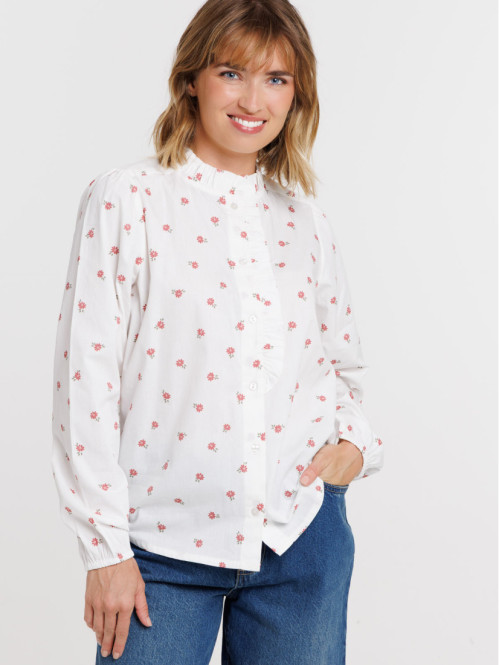 Chemise col montant volant...