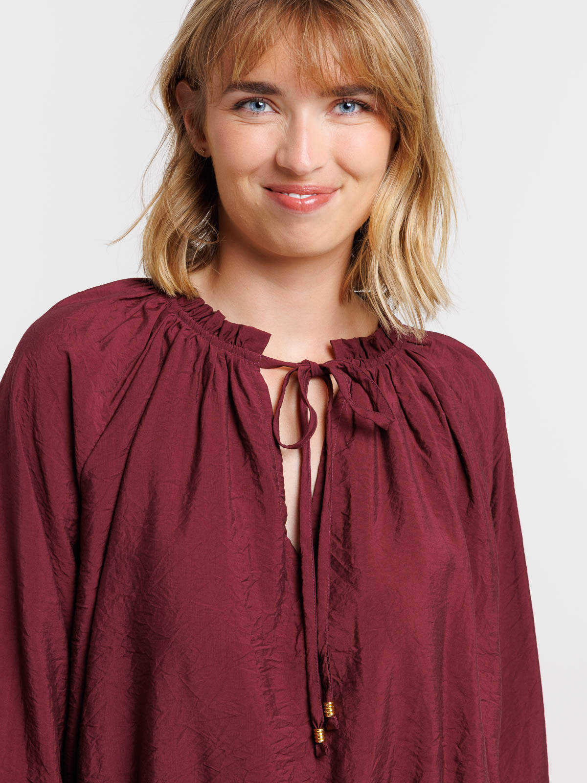 Blouse col tunisien dark figue femme Blouse col tunisien dark figue femme