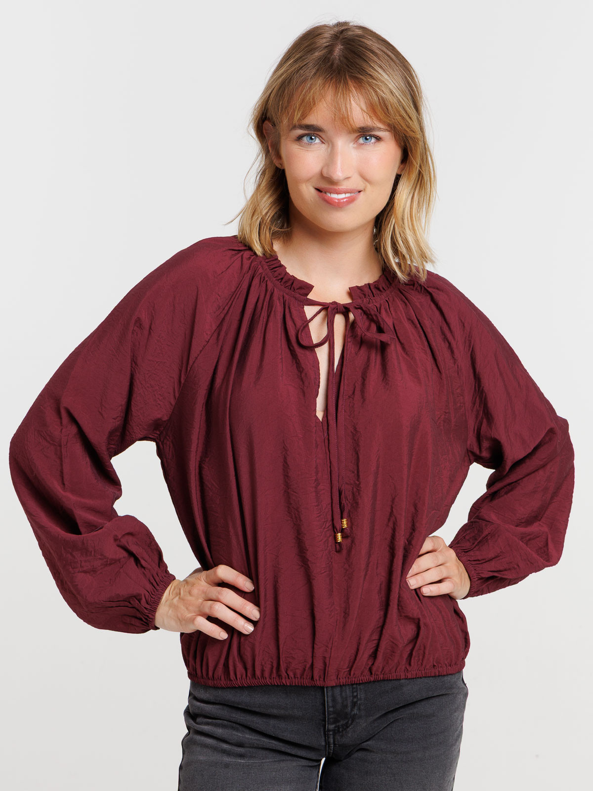 Blouse col tunisien dark figue femme Blouse col tunisien dark figue femme
