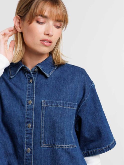 Chemise nouée dark stone femme