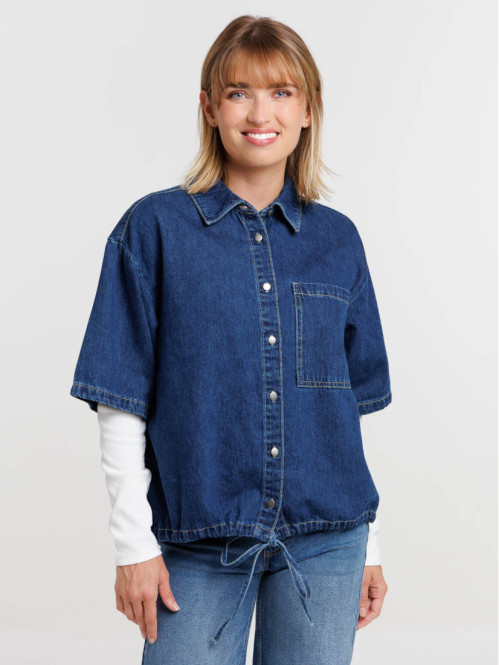 Chemise nouée dark stone femme