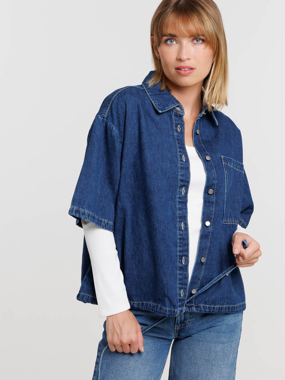 Chemise nouée dark stone femme
