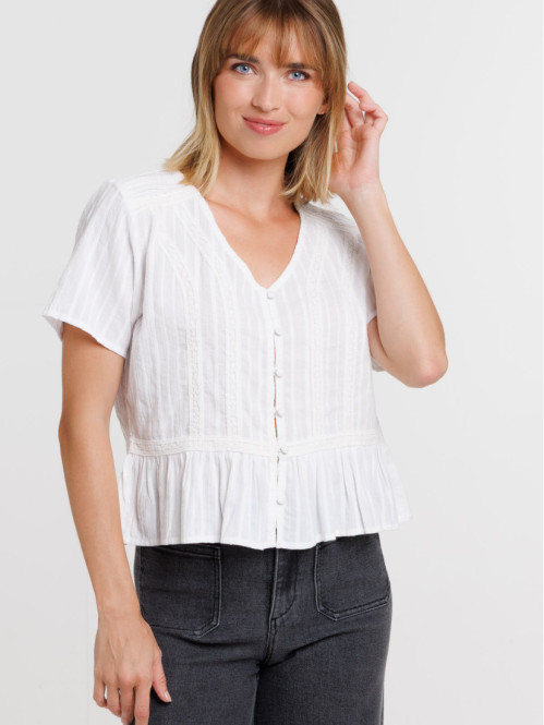 Chemise écru dentelle femme