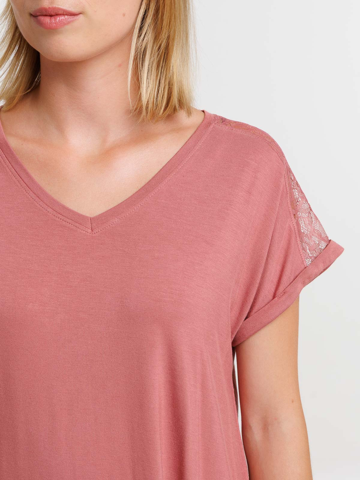 Haut de pyjama col V blush femme Haut de pyjama col V blush femme