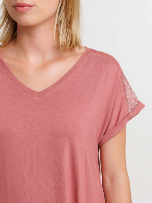 Haut de pyjama col V blush...