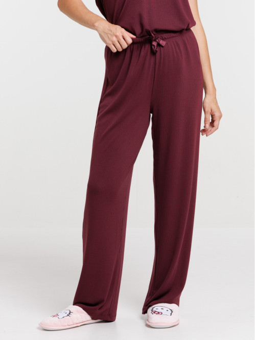 Bas de pyjama côtelé femme