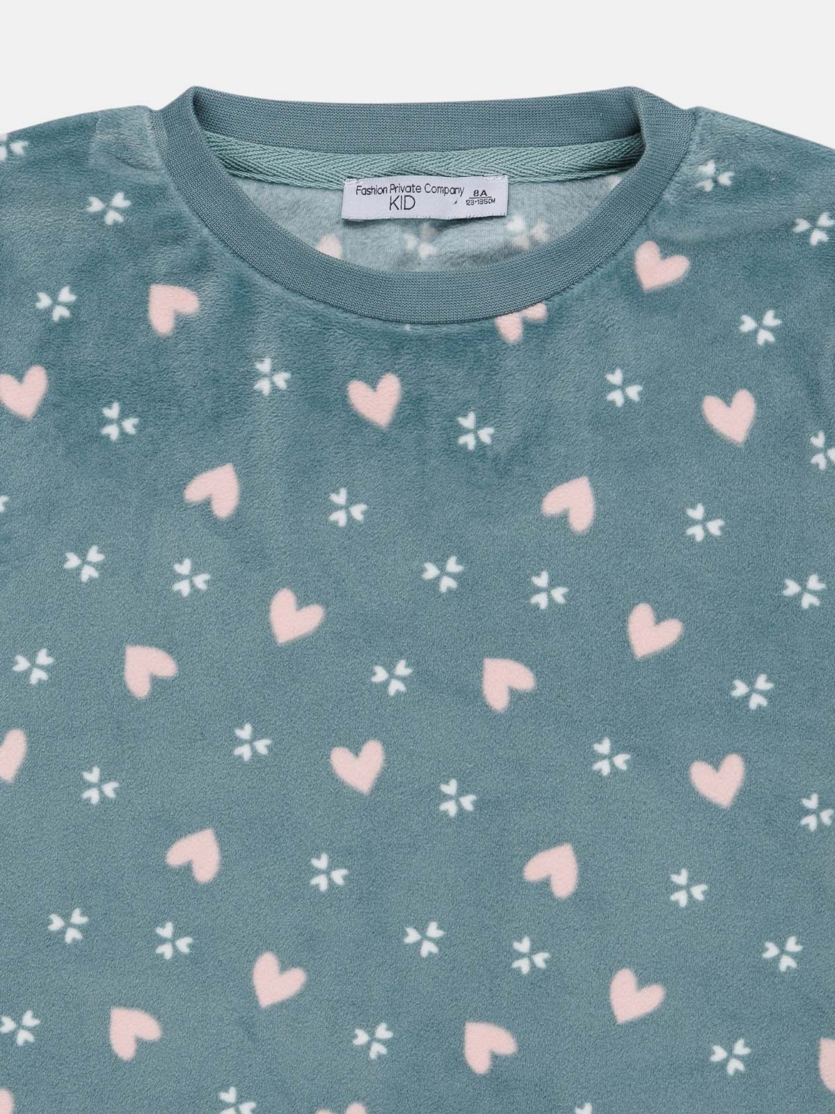 Pyjama velours motif coeur fille (3-8A)