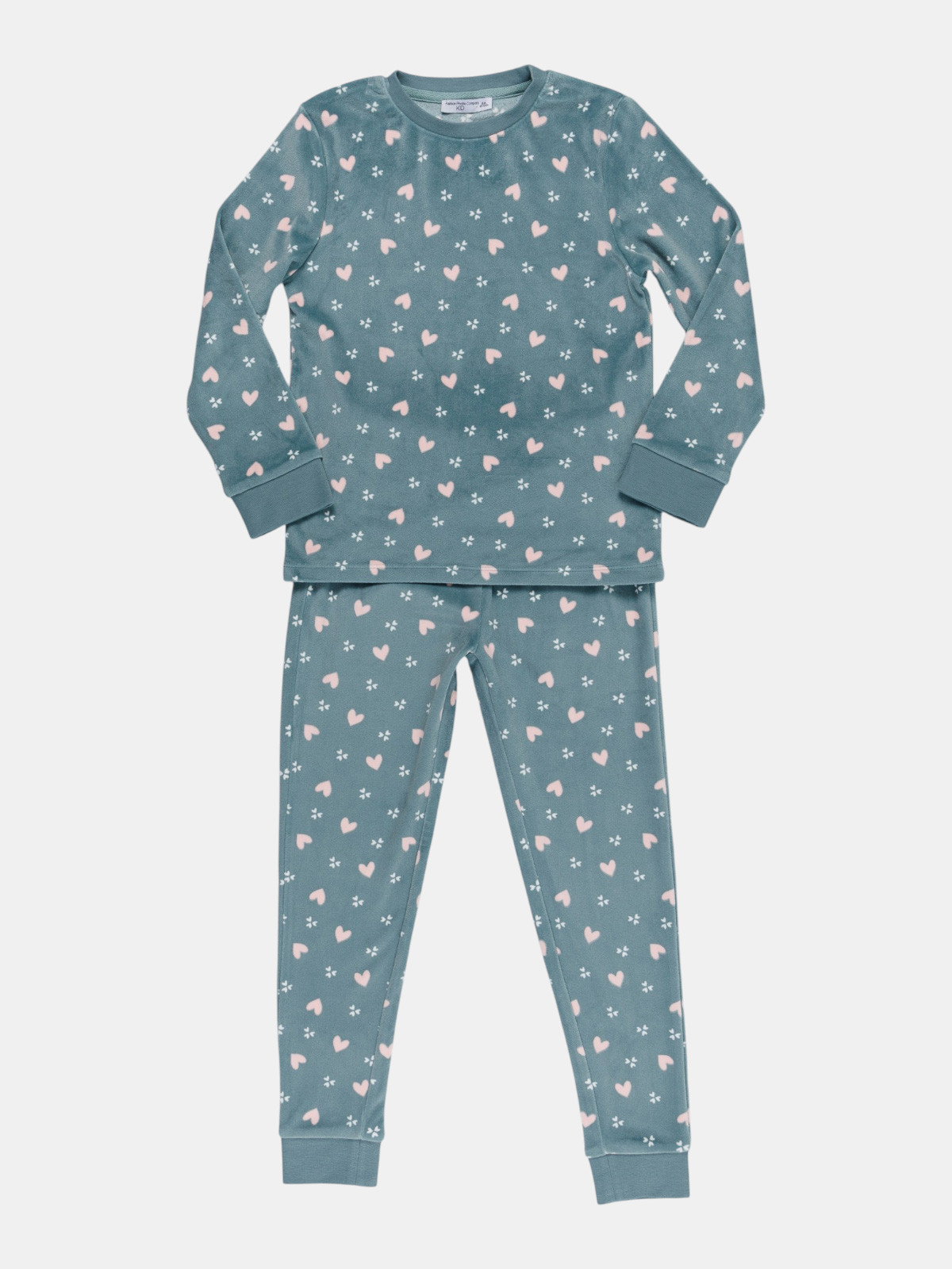 Pyjama velours motif coeur fille (3-8A)