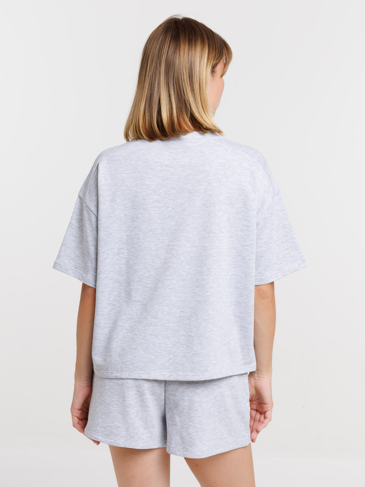 Sweat gris chiné manches courtes femme Sweat gris chiné manches courtes femme