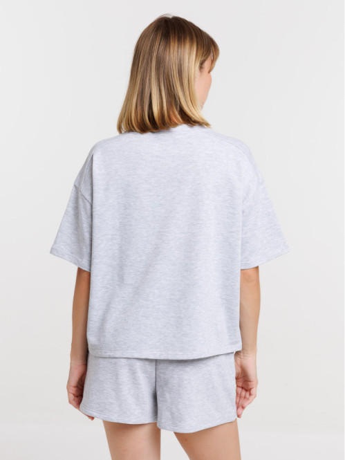 Sweat gris chiné manches...