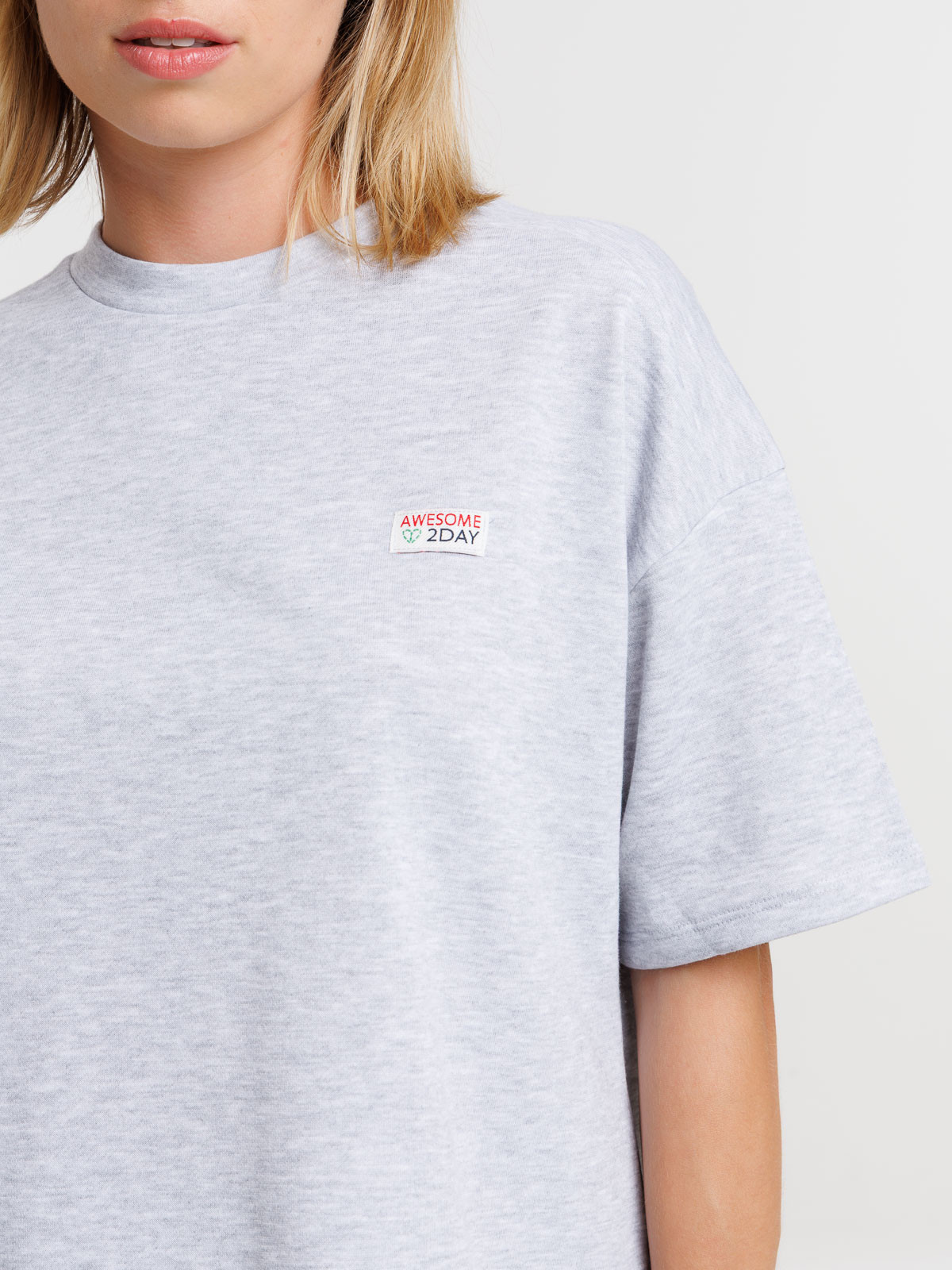 Sweat gris chiné manches courtes femme Sweat gris chiné manches courtes femme