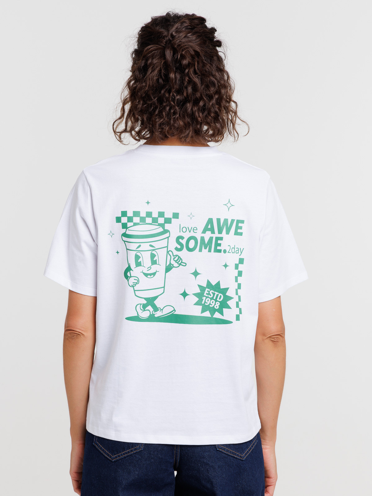 T-shirt blanc motif devant et dos femme T-shirt blanc motif devant et dos femme