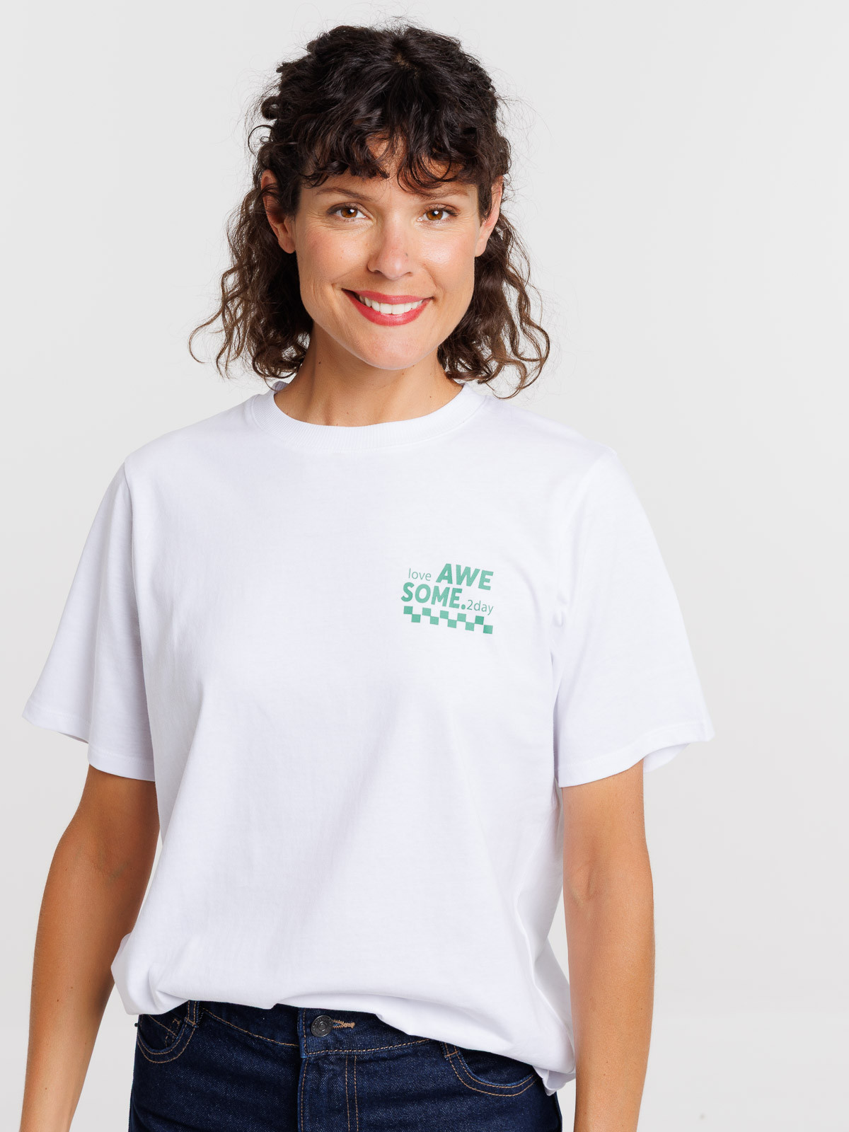 T-shirt blanc motif devant et dos femme T-shirt blanc motif devant et dos femme