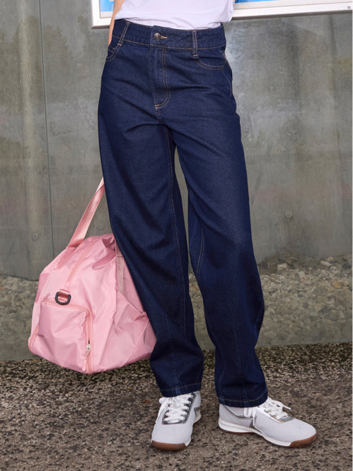 Jean brut barrel femme