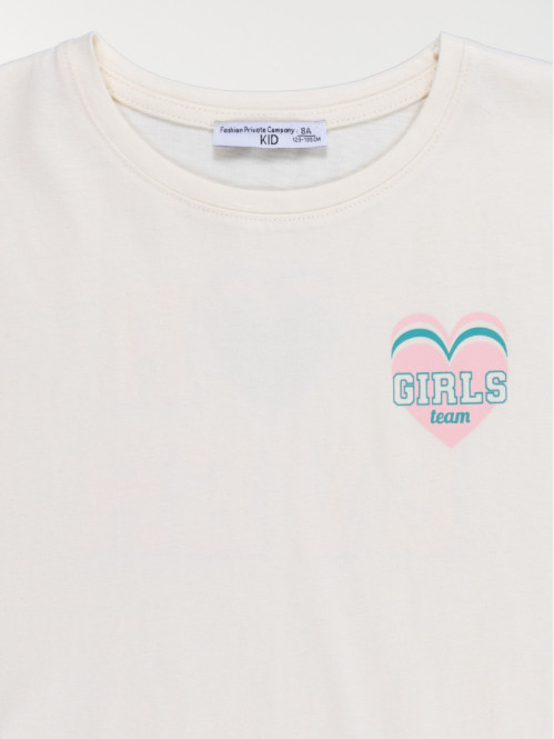 T-shirt girls team nacre...