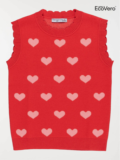 Pull sans manches coeurs...