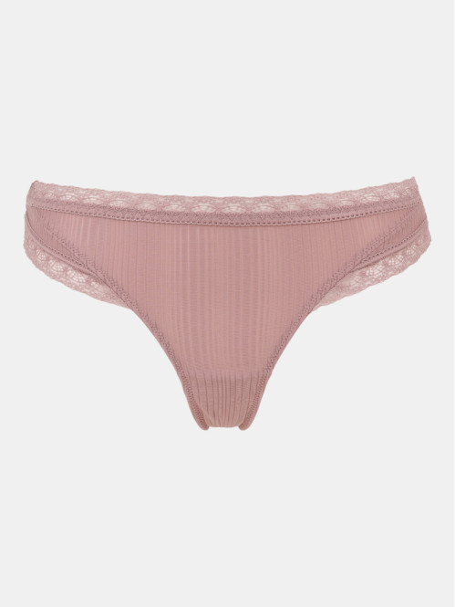 Tanga bi-matière mauve...