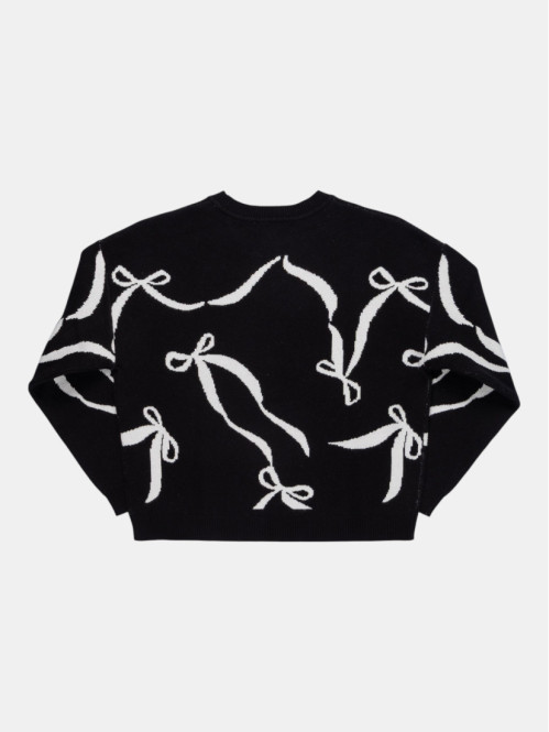 Pull noir motif noeud fille...