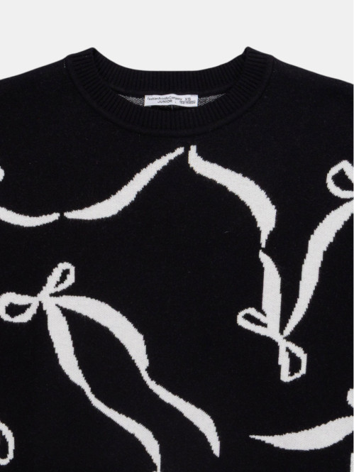 Pull noir motif noeud fille...