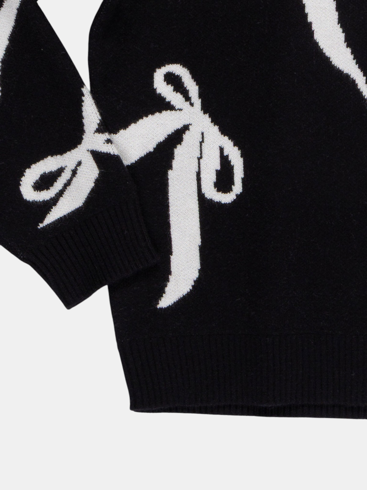 Pull noir motif noeud fille (XXS-M) Pull noir motif noeud fille (XXS-M)