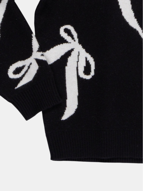 Pull noir motif noeud fille...