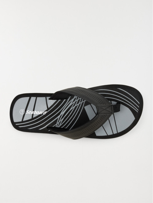 Tongs noires imprimées homme (40-45) Tongs noires imprimées homme (40-45)