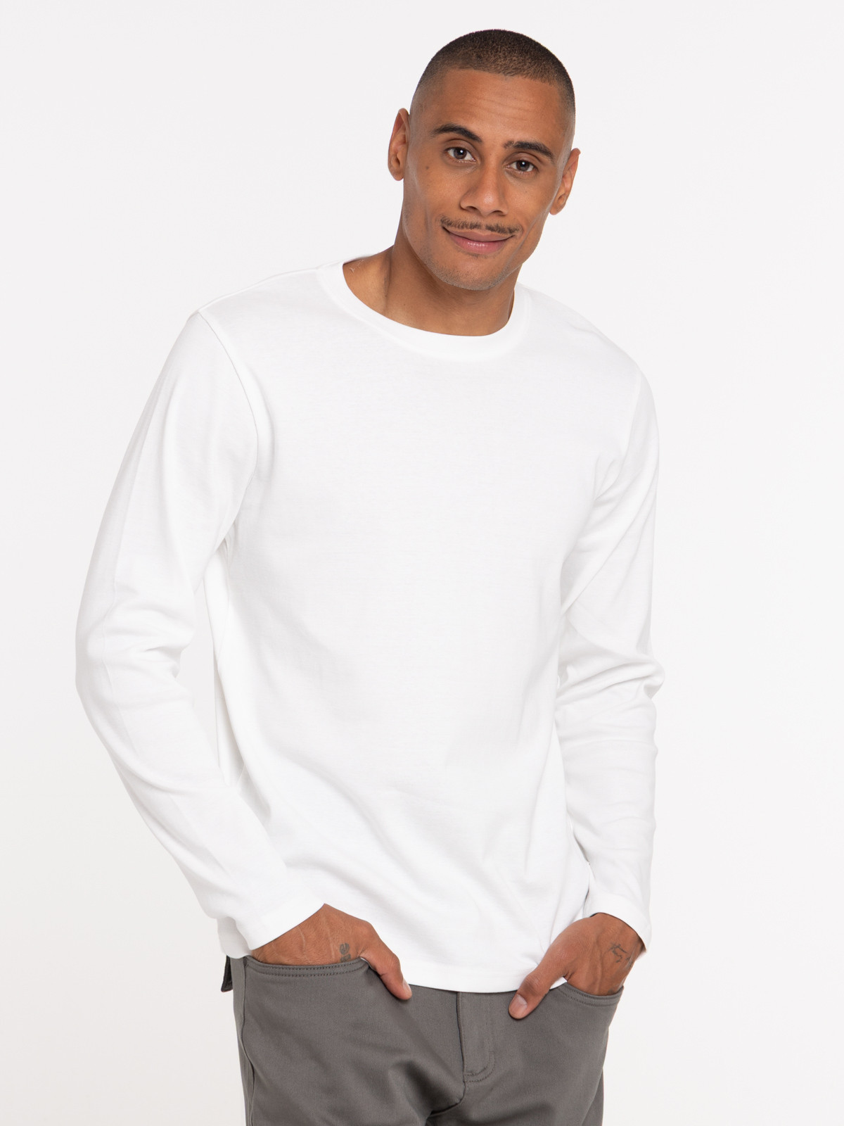 T-shirt manches longues ivoire homme