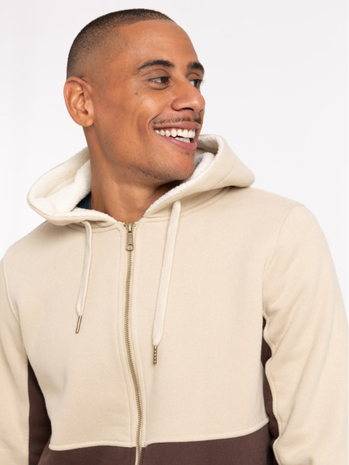 Sweat zippé bicolore à...