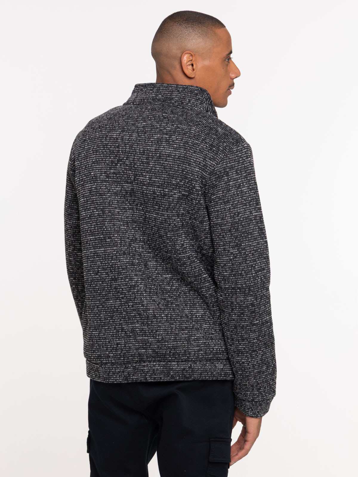Sweat noir col montant homme