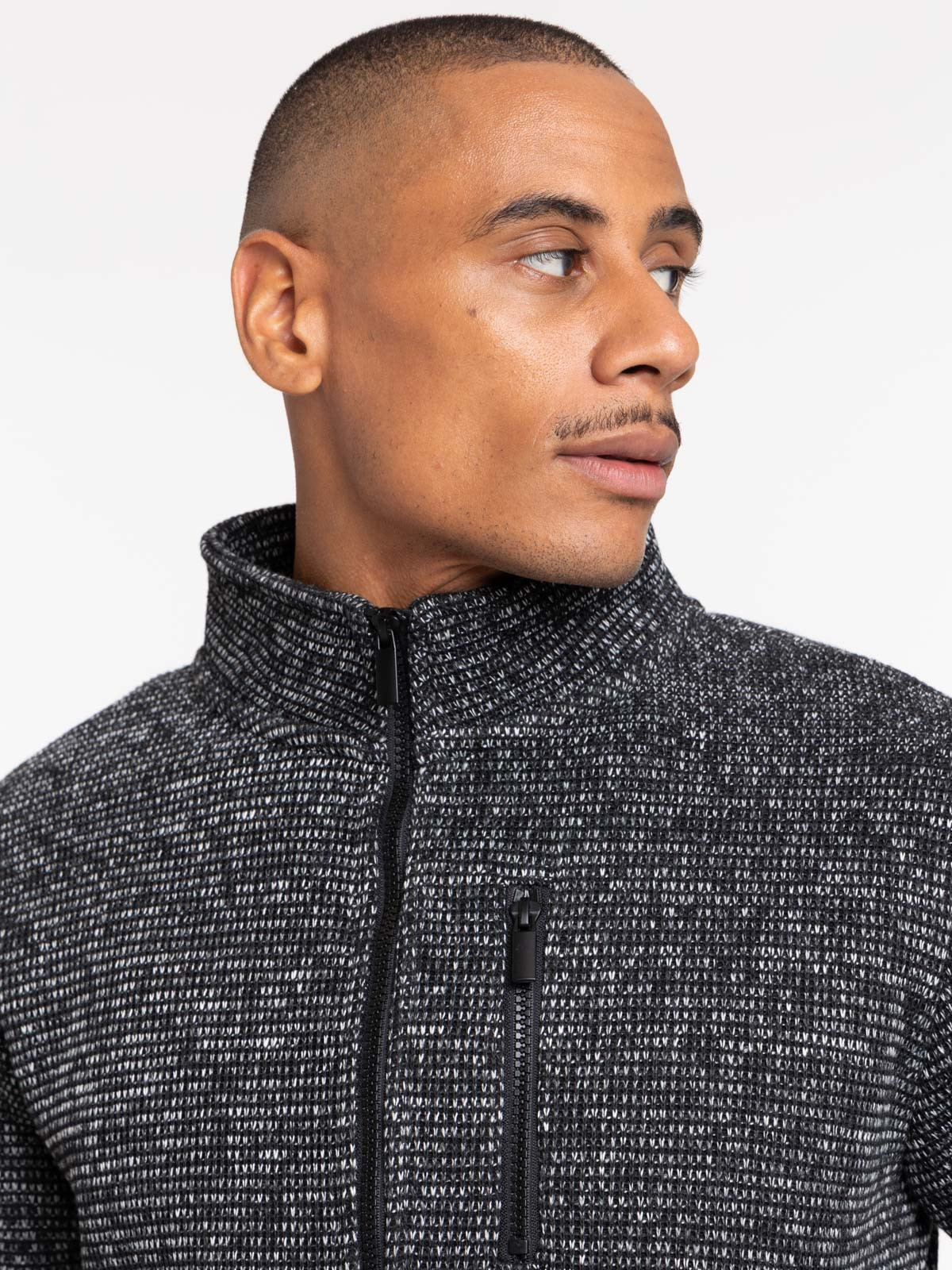 Sweat noir col montant homme