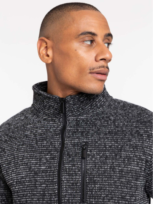 Sweat noir col montant homme