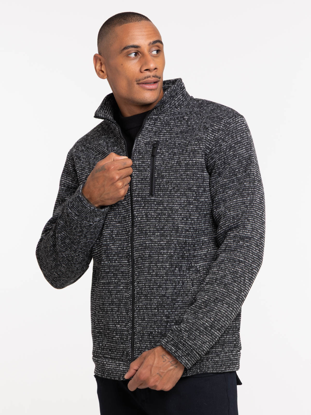 Sweat noir col montant homme