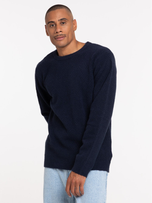 Pull dark iris col rond homme